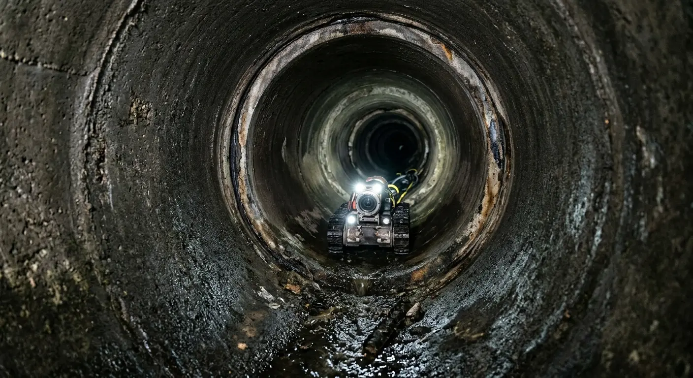 Robotic sewer camera inspecting pipe interior for Sewer Line Repair in Somersworth